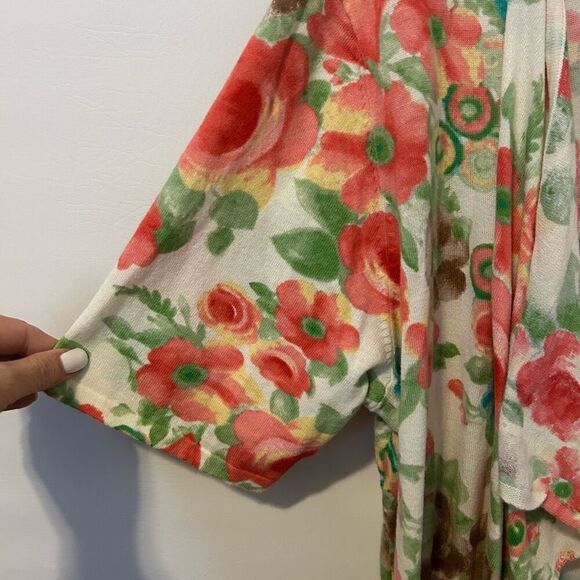 Charter Club cardigan 3X plus Womens Cream Floral Mix Boho fairy summer artsy - Picture 4 of 11